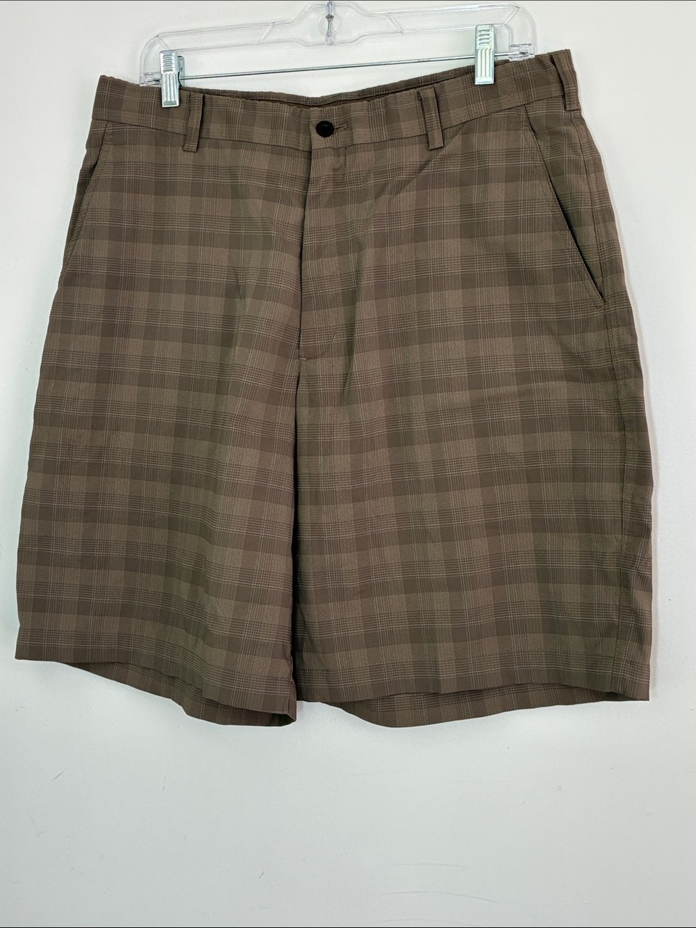 Men's Plaid Brown Golf Shorts